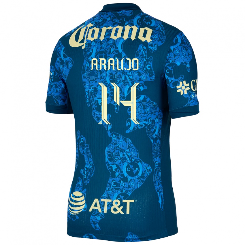 Niño Camiseta Néstor Araújo #14 Azul Amarillo 2ª Equipación 2024/25 La Camisa Perú