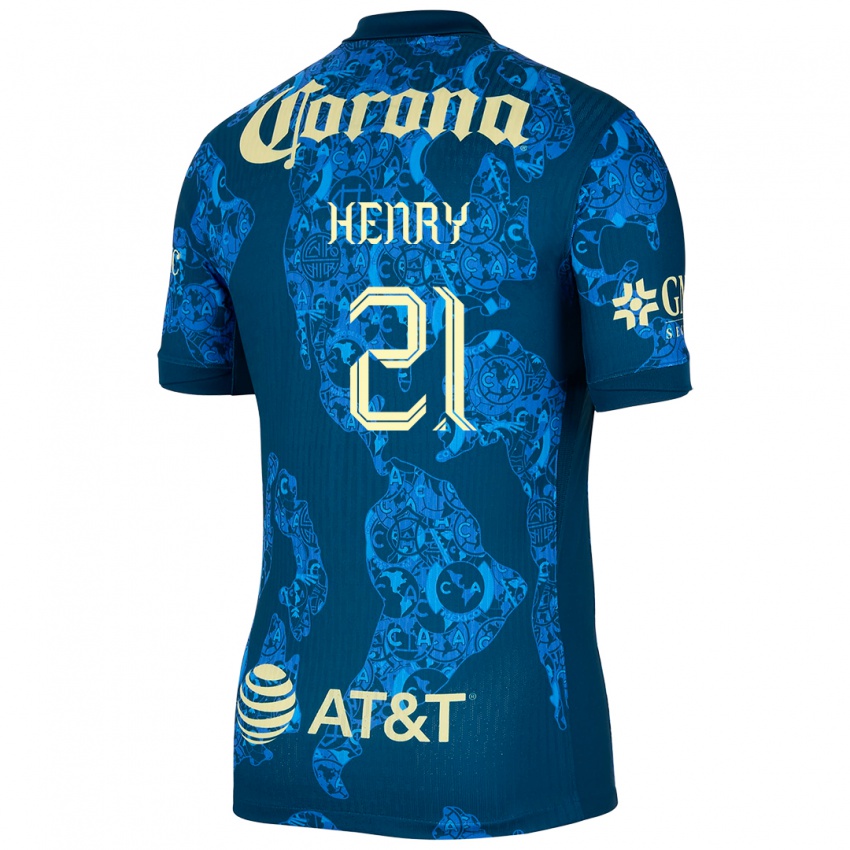 Niño Camiseta Henry Martin #21 Azul Amarillo 2ª Equipación 2024/25 La Camisa Perú