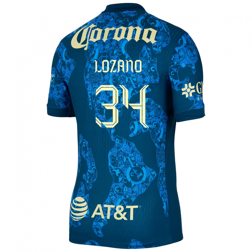 Niño Camiseta Esteban Lozano #34 Azul Amarillo 2ª Equipación 2024/25 La Camisa Perú