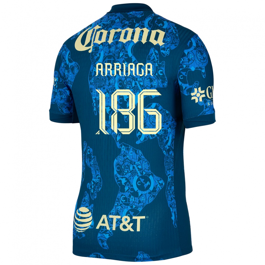 Niño Camiseta Diego Arriaga #186 Azul Amarillo 2ª Equipación 2024/25 La Camisa Perú