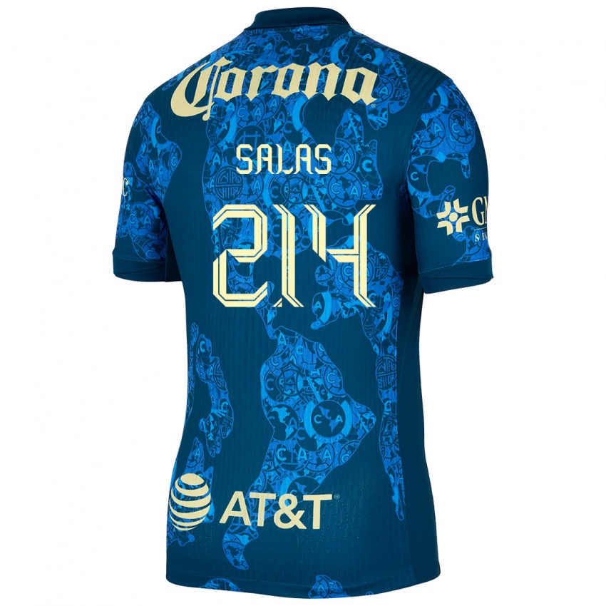 Niño Camiseta Patricio Salas #214 Azul Amarillo 2ª Equipación 2024/25 La Camisa Perú