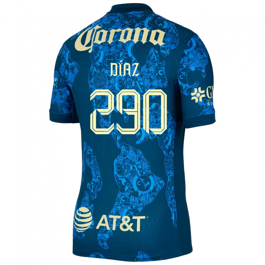 Niño Camiseta Julio Díaz #290 Azul Amarillo 2ª Equipación 2024/25 La Camisa Perú