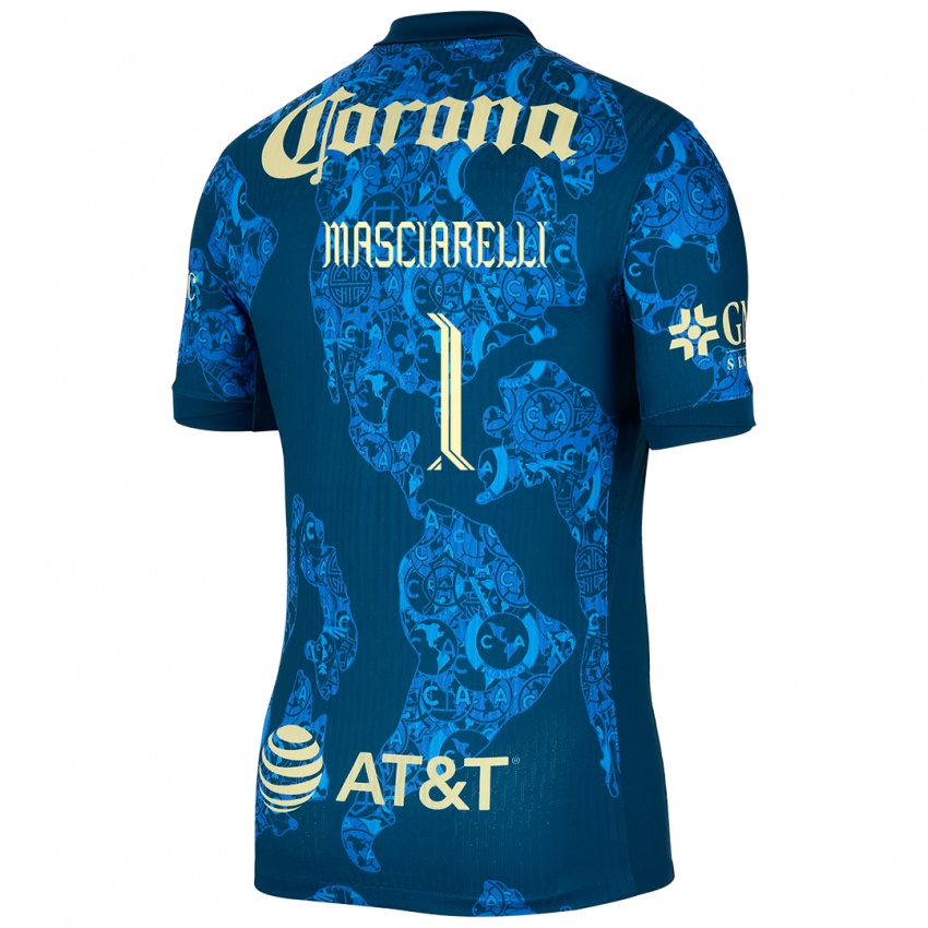 Niño Camiseta Renata Masciarelli #1 Azul Amarillo 2ª Equipación 2024/25 La Camisa Perú