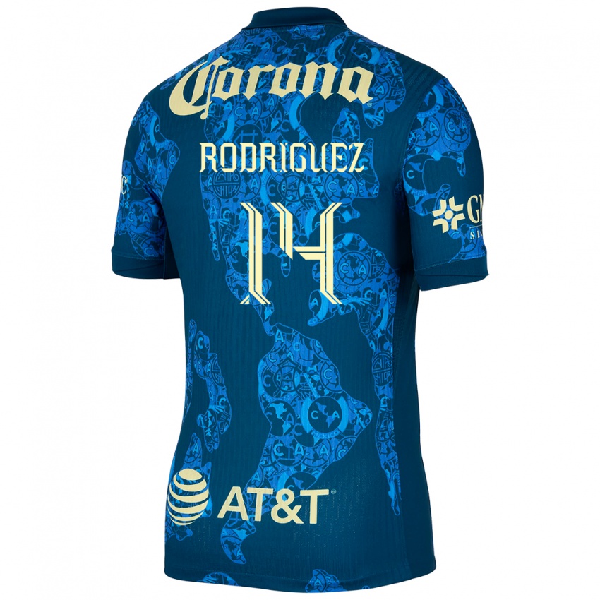 Niño Camiseta Monica Rodriguez #14 Azul Amarillo 2ª Equipación 2024/25 La Camisa Perú