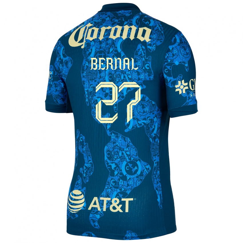 Niño Camiseta Mayra Pelayo Bernal #27 Azul Amarillo 2ª Equipación 2024/25 La Camisa Perú