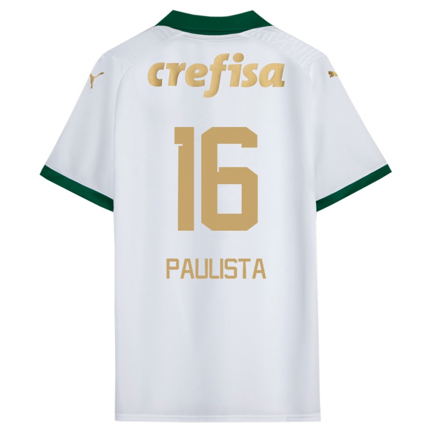 Niño Camiseta Caio Paulista #16 Blanco Verde 2ª Equipación 2024/25 La Camisa Perú