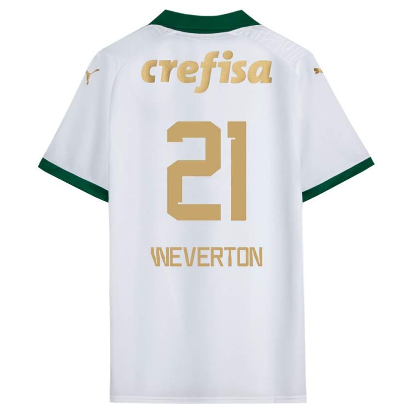 Niño Camiseta Weverton #21 Blanco Verde 2ª Equipación 2024/25 La Camisa Perú