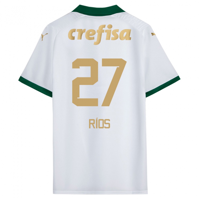 Niño Camiseta Richard Ríos #27 Blanco Verde 2ª Equipación 2024/25 La Camisa Perú