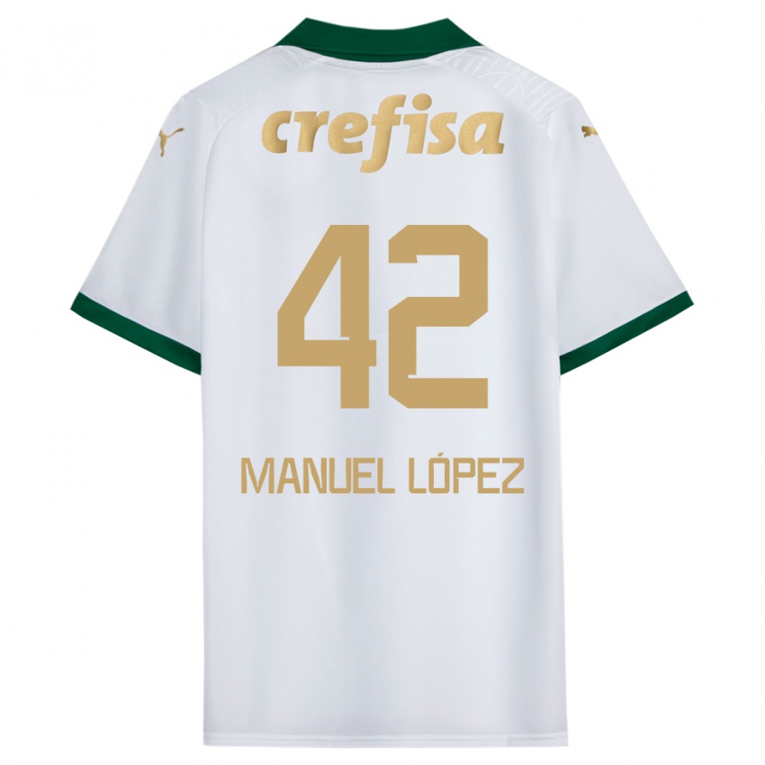 Niño Camiseta José Manuel López #42 Blanco Verde 2ª Equipación 2024/25 La Camisa Perú