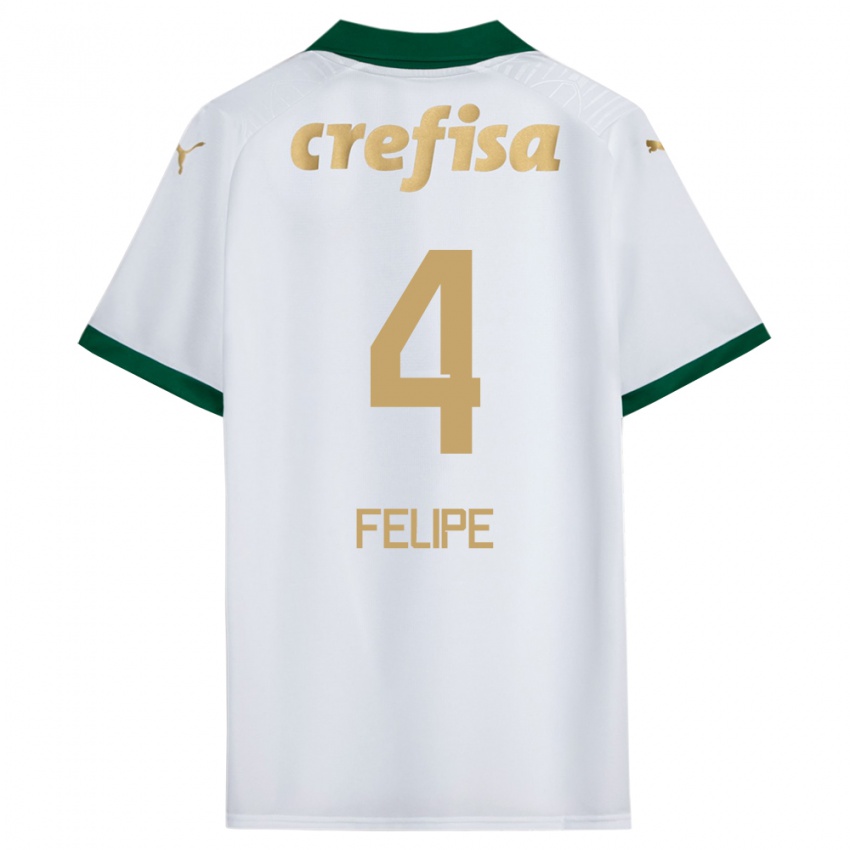 Niño Camiseta Pedro Felipe #4 Blanco Verde 2ª Equipación 2024/25 La Camisa Perú