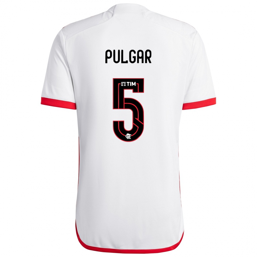 Niño Camiseta Erick Pulgar #5 Blanco Rojo 2ª Equipación 2024/25 La Camisa Perú