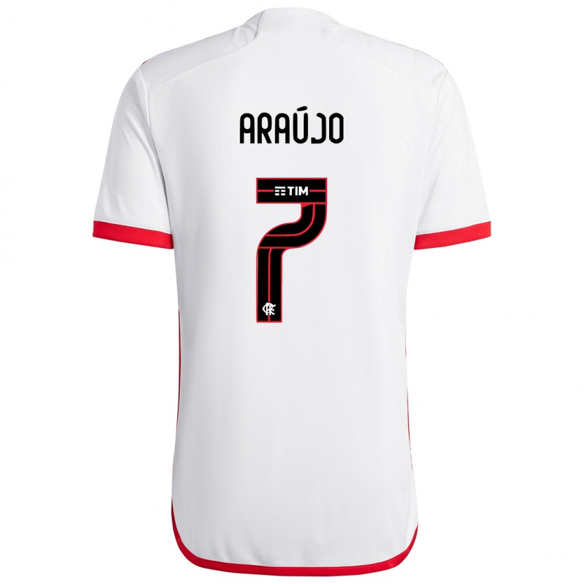 Niño Camiseta Luiz Araújo #7 Blanco Rojo 2ª Equipación 2024/25 La Camisa Perú