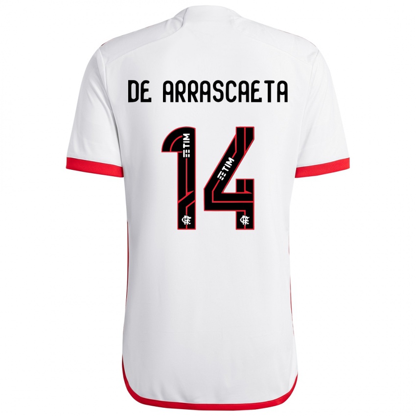 Niño Camiseta Giorgian De Arrascaeta #14 Blanco Rojo 2ª Equipación 2024/25 La Camisa Perú