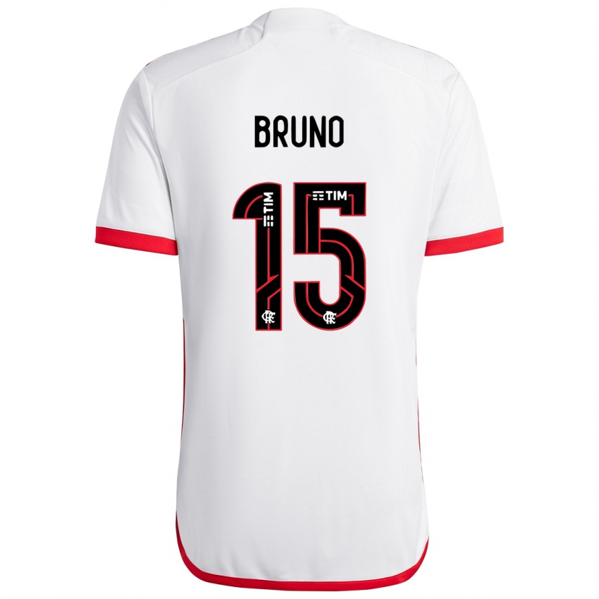 Niño Camiseta Fabrício Bruno #15 Blanco Rojo 2ª Equipación 2024/25 La Camisa Perú