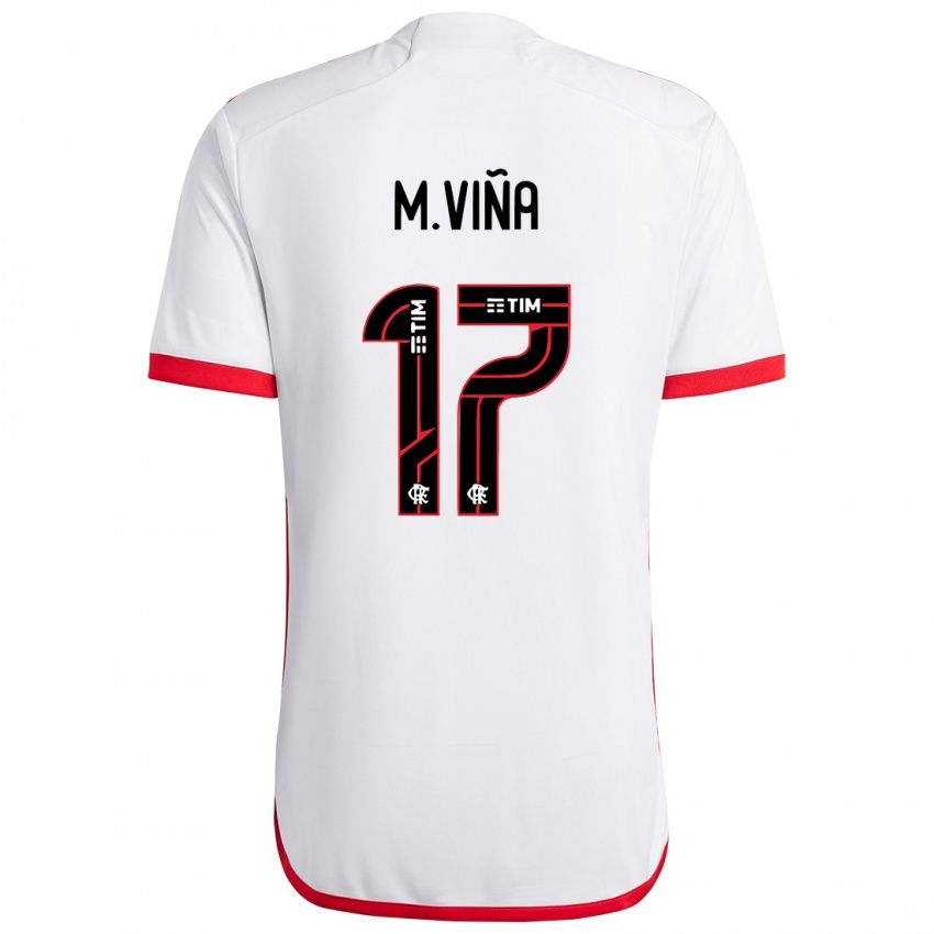 Niño Camiseta Matias Vina #17 Blanco Rojo 2ª Equipación 2024/25 La Camisa Perú