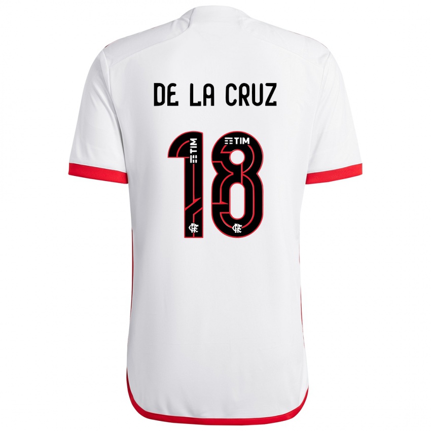 Niño Camiseta Nicolas De La Cruz #18 Blanco Rojo 2ª Equipación 2024/25 La Camisa Perú