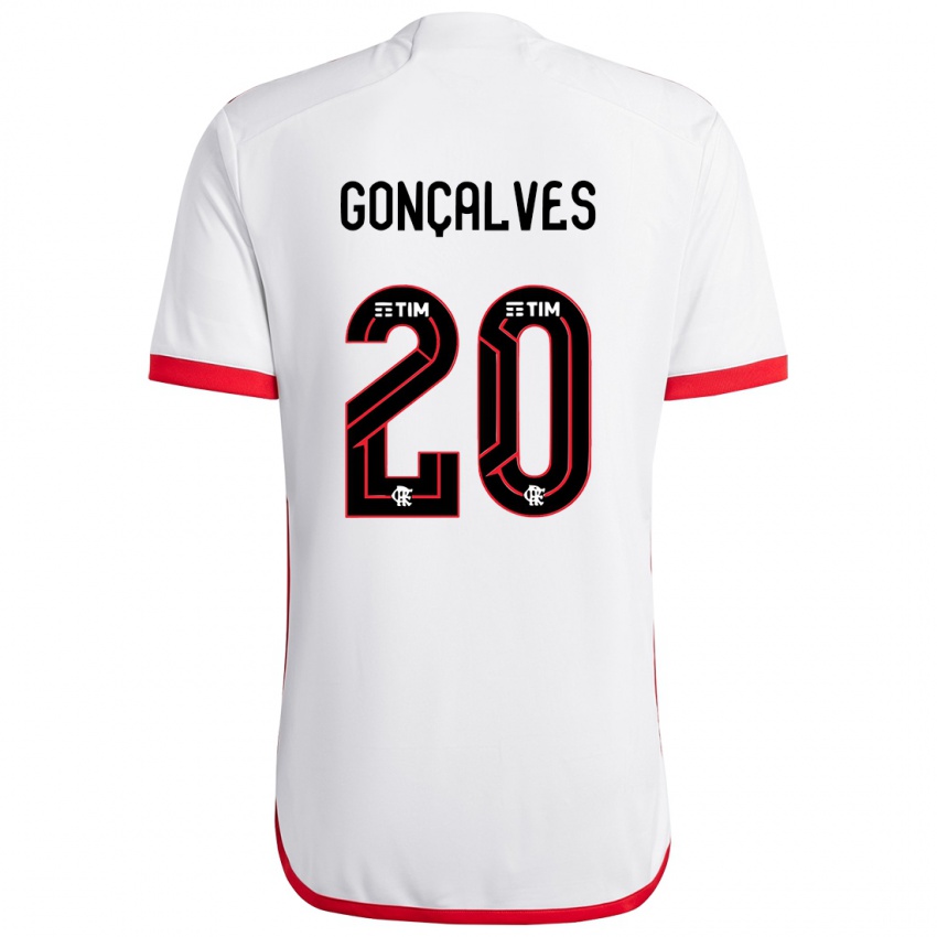 Niño Camiseta Matheus Gonçalves #20 Blanco Rojo 2ª Equipación 2024/25 La Camisa Perú