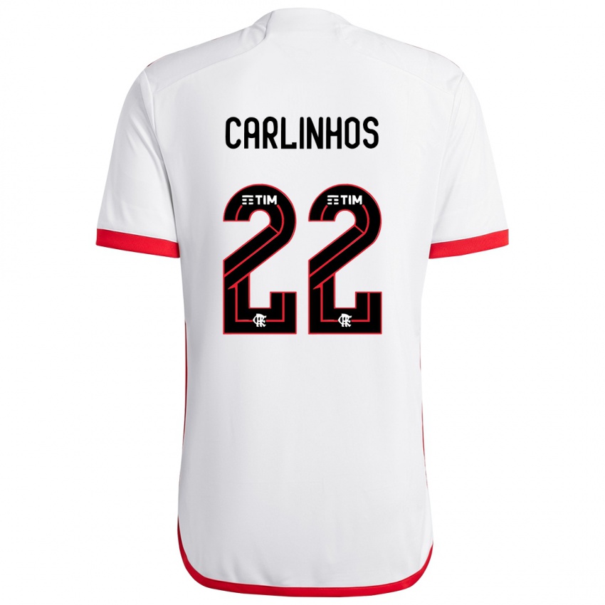 Niño Camiseta Carlinhos #22 Blanco Rojo 2ª Equipación 2024/25 La Camisa Perú