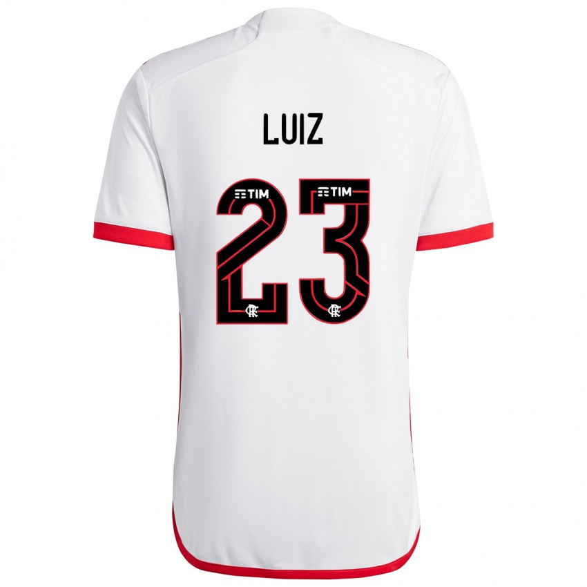 Niño Camiseta David Luiz #23 Blanco Rojo 2ª Equipación 2024/25 La Camisa Perú