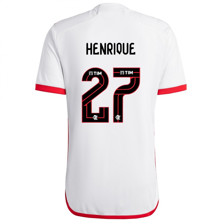 Niño Camiseta Bruno Henrique #27 Blanco Rojo 2ª Equipación 2024/25 La Camisa Perú