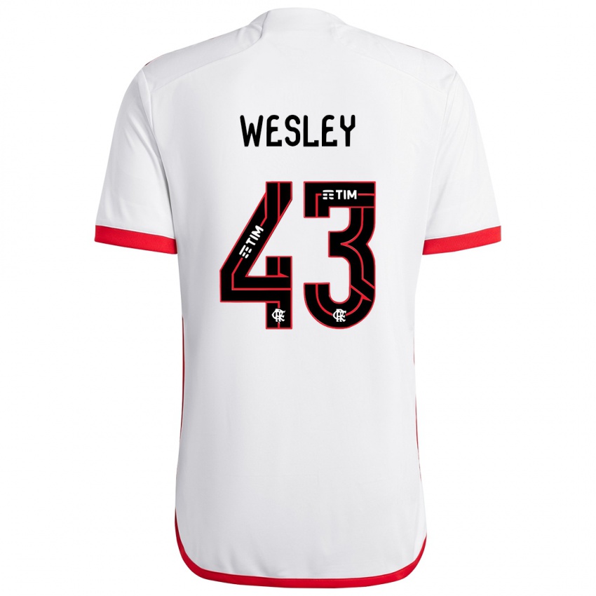 Niño Camiseta Wesley #43 Blanco Rojo 2ª Equipación 2024/25 La Camisa Perú