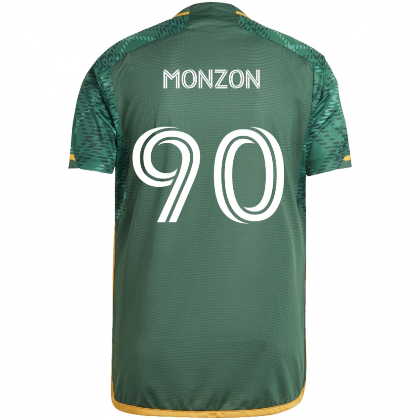 Hombre Camiseta Florián Monzón #90 Verde Naranja 1ª Equipación 2024/25 La Camisa Perú