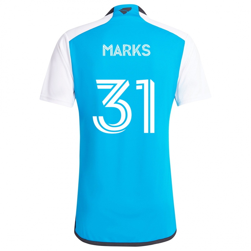 Hombre Camiseta George Marks #31 Azul Blanco 1ª Equipación 2024/25 La Camisa Perú