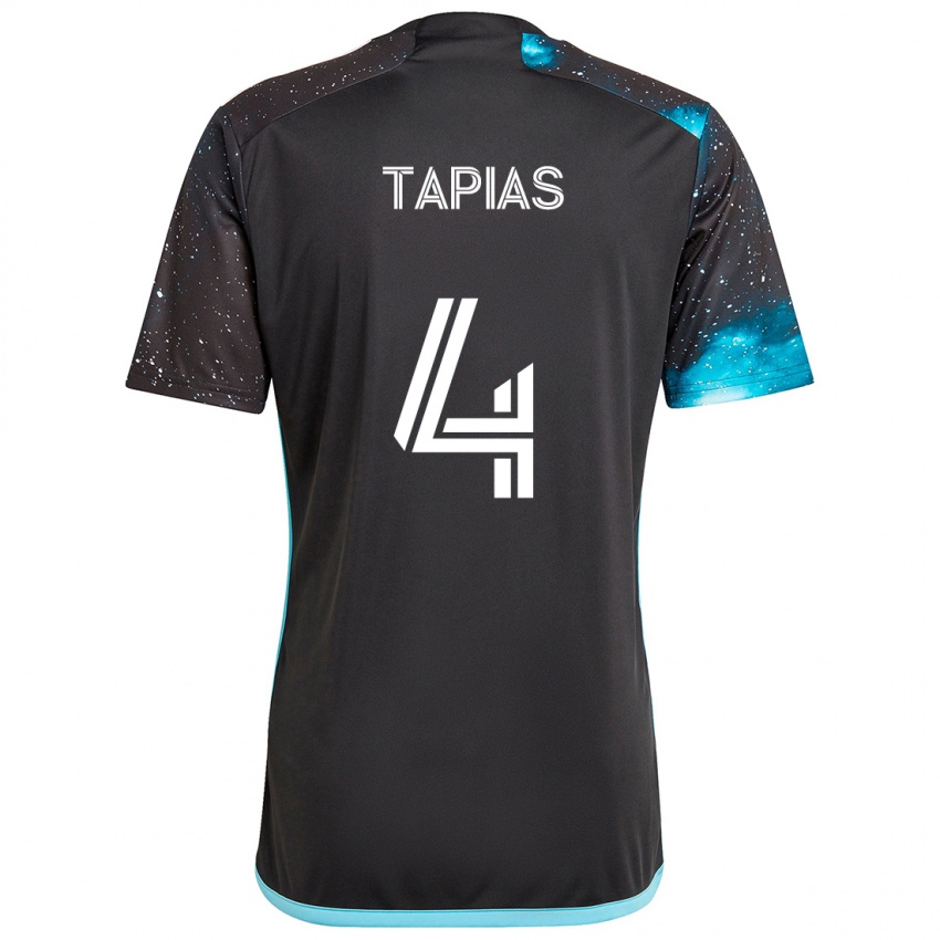 Hombre Camiseta Miguel Tapias #4 Azul Negro 1ª Equipación 2024/25 La Camisa Perú