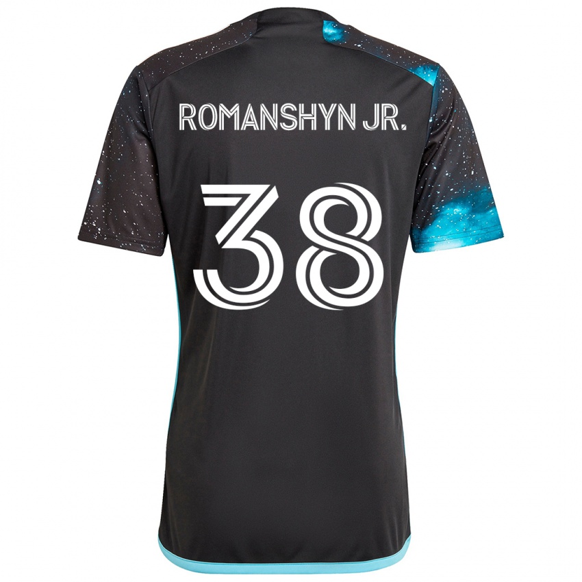 Hombre Camiseta Kage Romanshyn Jr. #38 Azul Negro 1ª Equipación 2024/25 La Camisa Perú