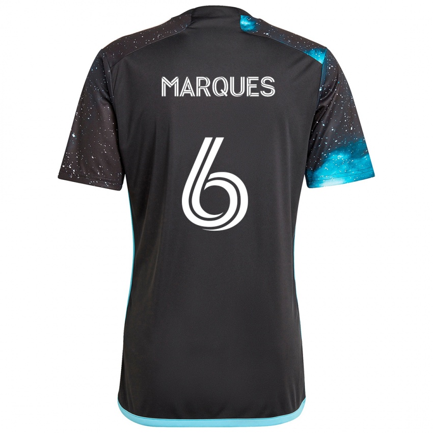 Hombre Camiseta Mikael Marqués #6 Azul Negro 1ª Equipación 2024/25 La Camisa Perú