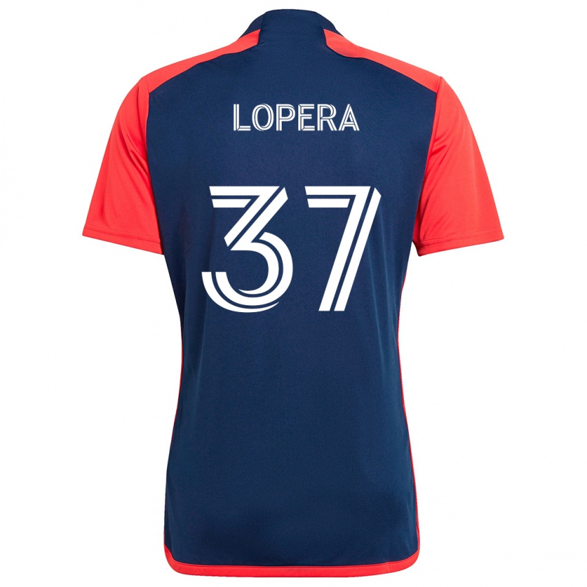 Hombre Camiseta Steban Lopera #37 Azul Rojo 1ª Equipación 2024/25 La Camisa Perú