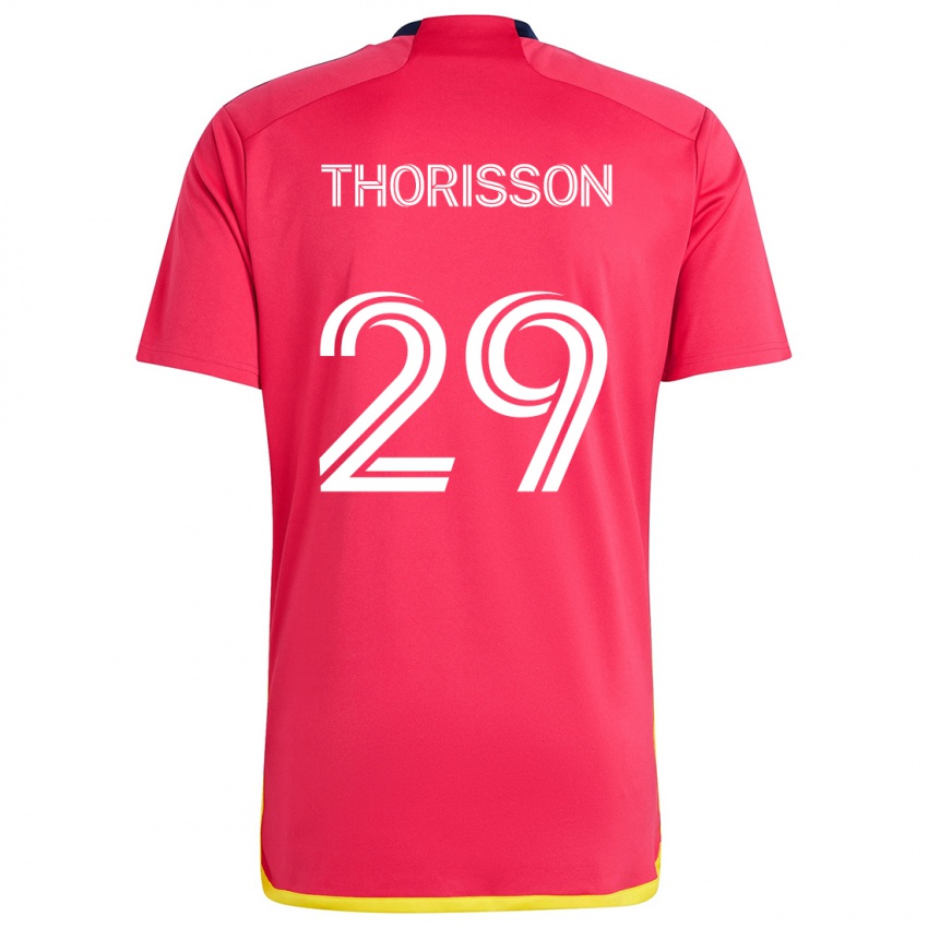 Hombre Camiseta Nökkvi Thórisson #29 Rojo Azul 1ª Equipación 2024/25 La Camisa Perú