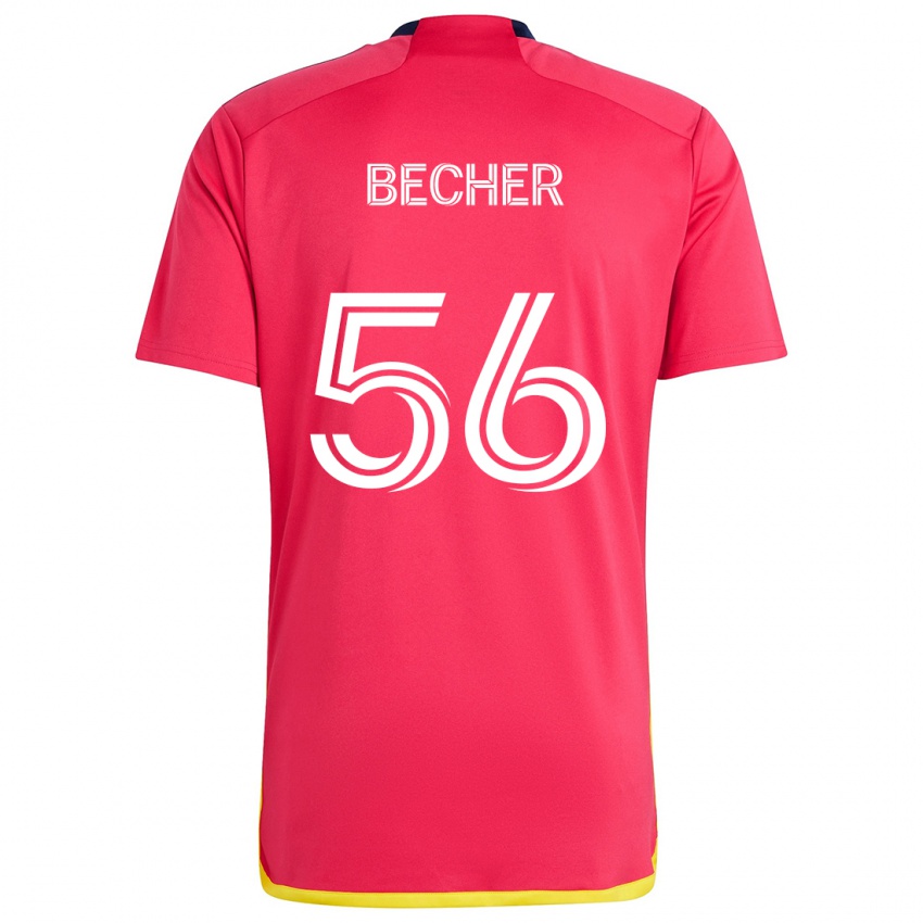 Hombre Camiseta Ryan Becher #56 Rojo Azul 1ª Equipación 2024/25 La Camisa Perú