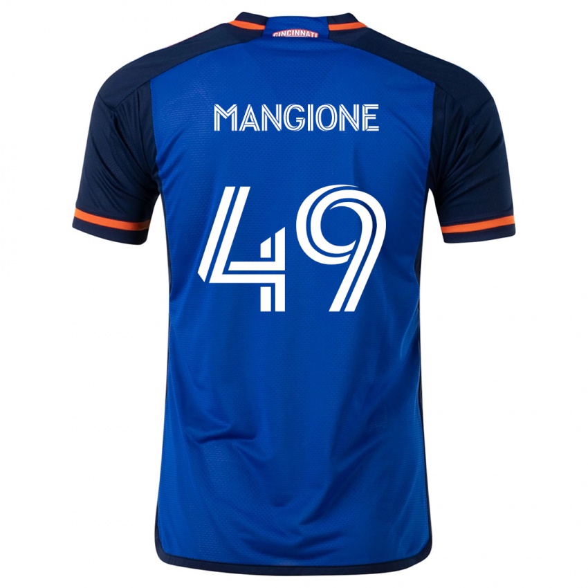 Hombre Camiseta Peter Mangione #49 Azul Blanco 1ª Equipación 2024/25 La Camisa Perú