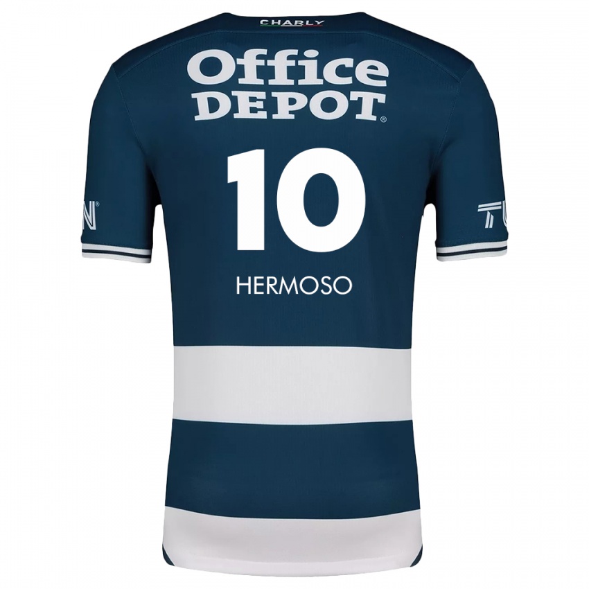 Hombre Camiseta Jennifer Hermoso #10 Azul Blanco 1ª Equipación 2024/25 La Camisa Perú