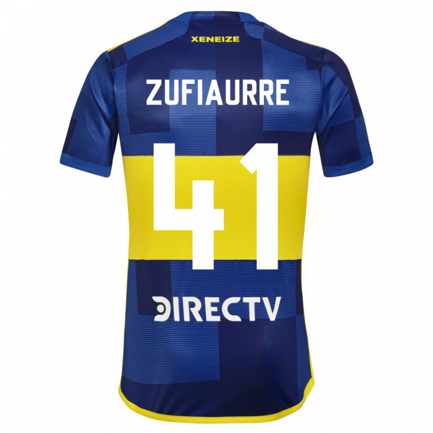 Hombre Camiseta Iker Zufiaurre #41 Azul Amarillo 1ª Equipación 2024/25 La Camisa Perú