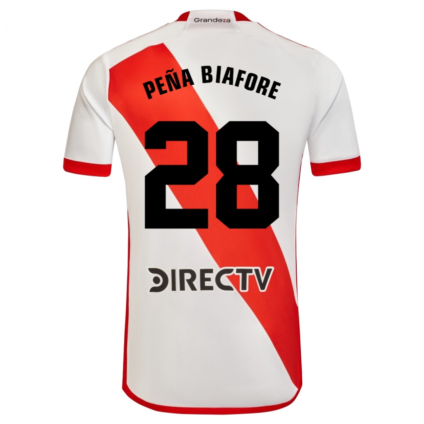 Hombre Camiseta Felipe Pena Biafore #28 Blanco Rojo 1ª Equipación 2024/25 La Camisa Perú