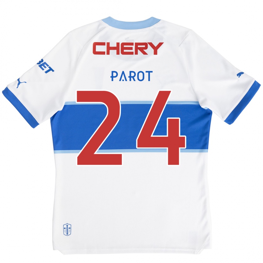 Hombre Camiseta Alfonso Parot #24 Blanco Azul 1ª Equipación 2024/25 La Camisa Perú