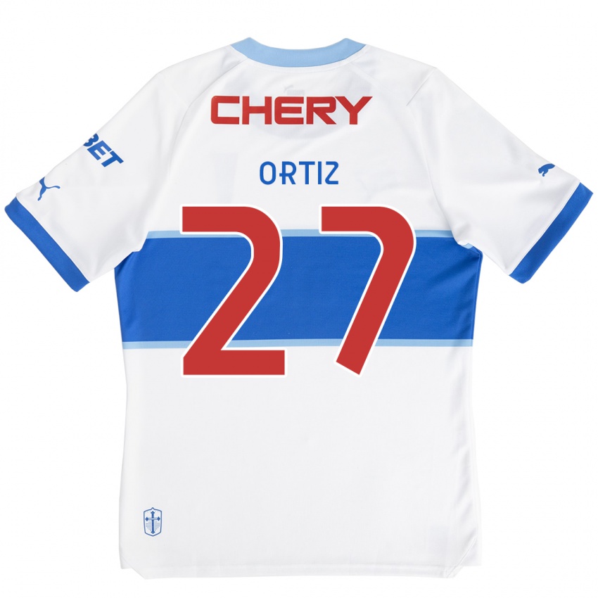 Hombre Camiseta Jorge Ortiz #27 Blanco Azul 1ª Equipación 2024/25 La Camisa Perú