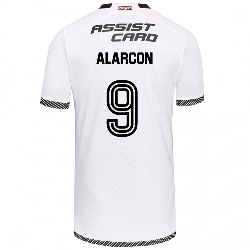 Hombre Camiseta Cristian Alarcón #9 Blanco Negro 1ª Equipación 2024/25 La Camisa Perú