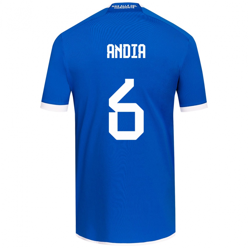 Hombre Camiseta Yonathan Andía #6 Azul Blanco 1ª Equipación 2024/25 La Camisa Perú