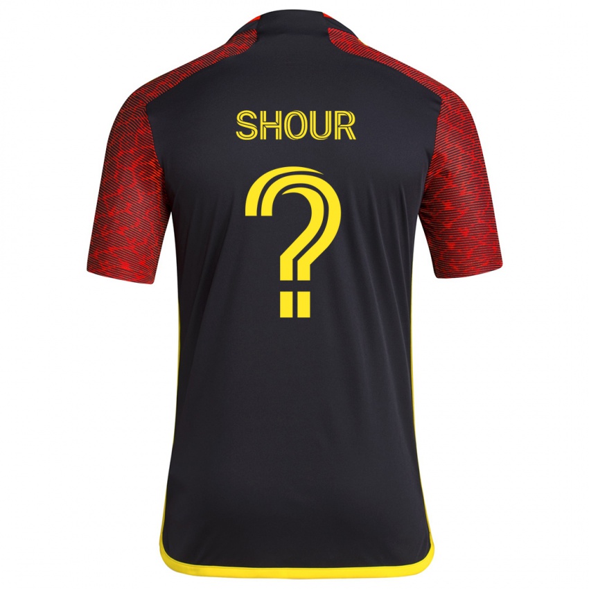 Hombre Camiseta Mohammed Shour #0 Negro Rojo 2ª Equipación 2024/25 La Camisa Perú