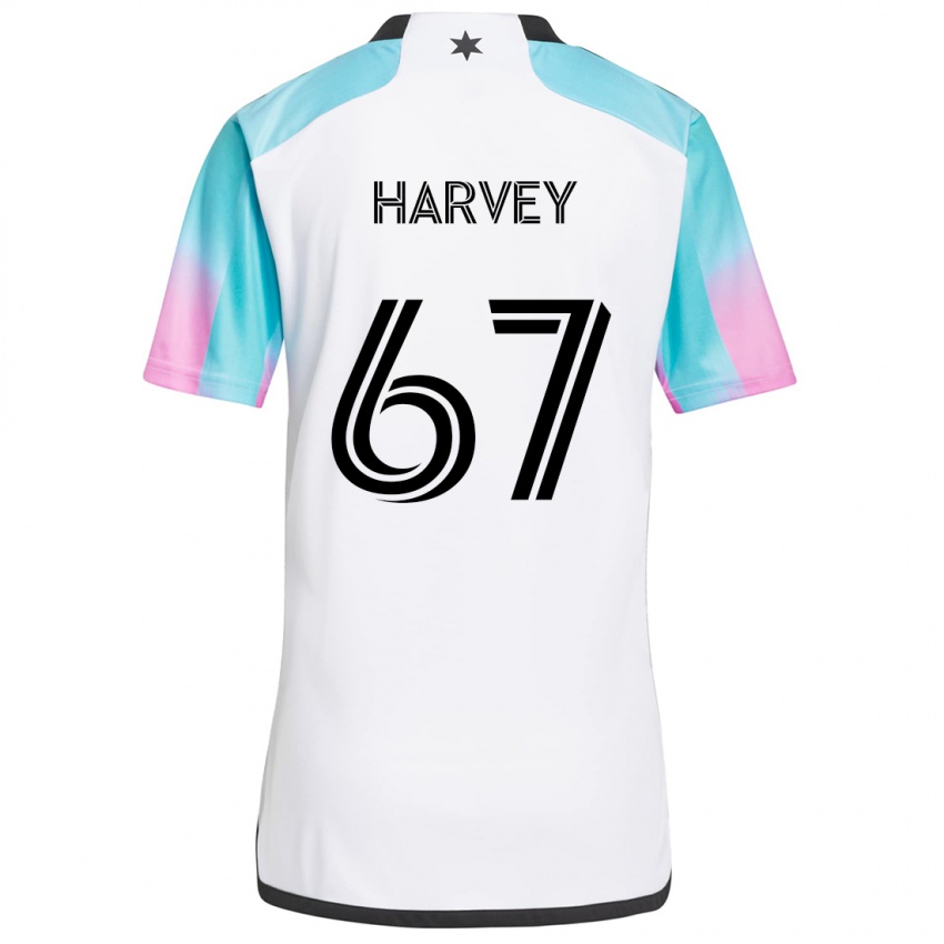 Hombre Camiseta Carlos Harvey #67 Blanco Azul Negro 2ª Equipación 2024/25 La Camisa Perú