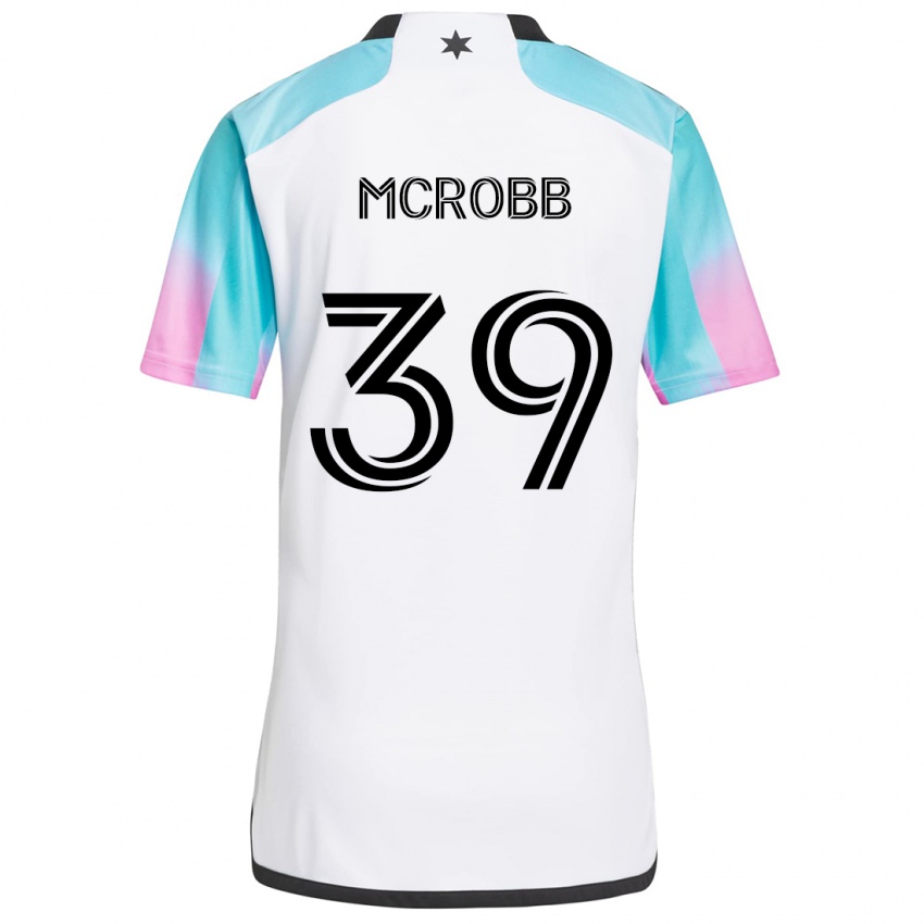 Hombre Camiseta Finn Mcrobb #39 Blanco Azul Negro 2ª Equipación 2024/25 La Camisa Perú