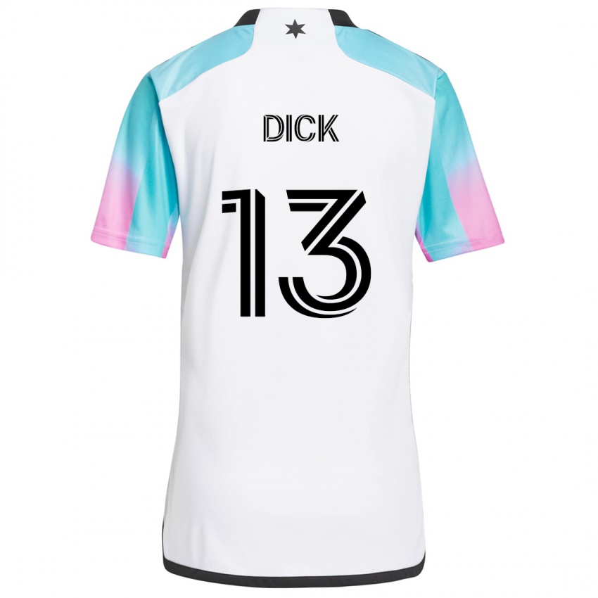 Hombre Camiseta Eric Dick #13 Blanco Azul Negro 2ª Equipación 2024/25 La Camisa Perú