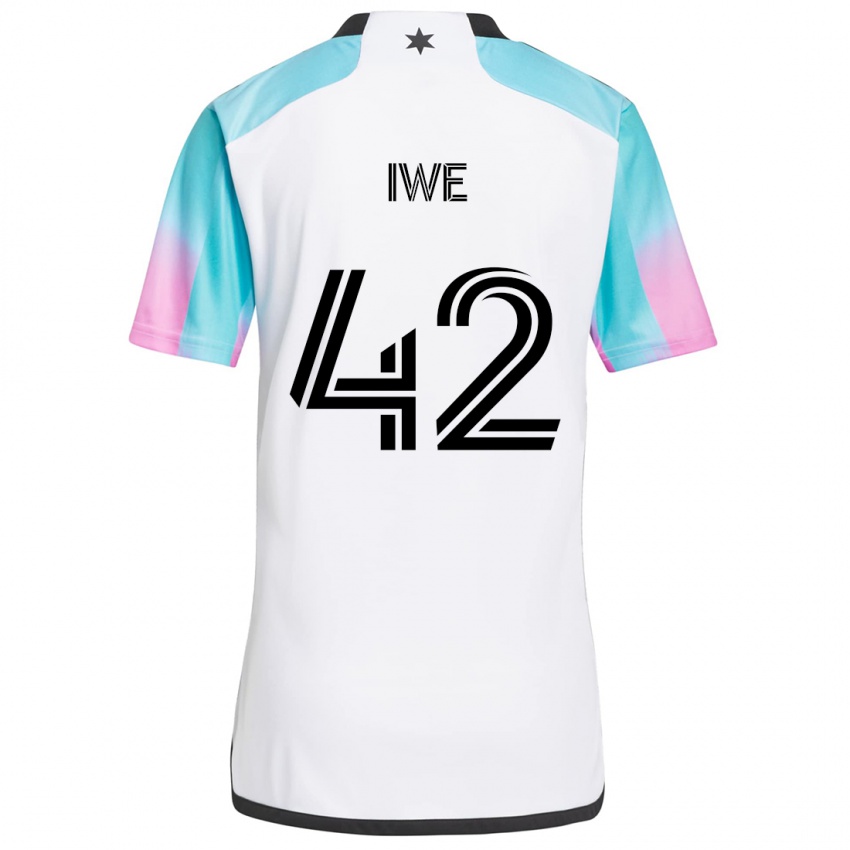 Hombre Camiseta Emmanuel Iwe #42 Blanco Azul Negro 2ª Equipación 2024/25 La Camisa Perú