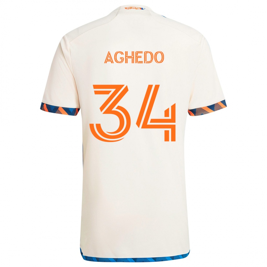 Hombre Camiseta London Aghedo #34 Blanco Naranja 2ª Equipación 2024/25 La Camisa Perú