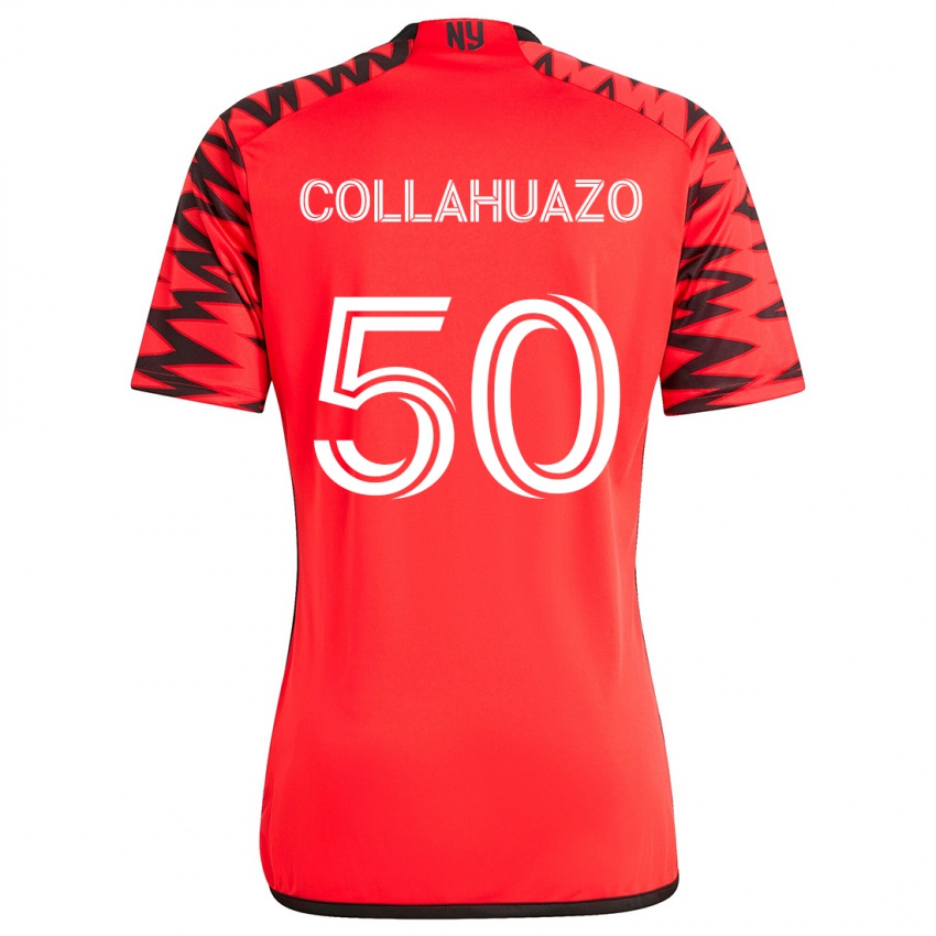 Hombre Camiseta Jair Collahuazo #50 Rojo Negro Blanco 2ª Equipación 2024/25 La Camisa Perú