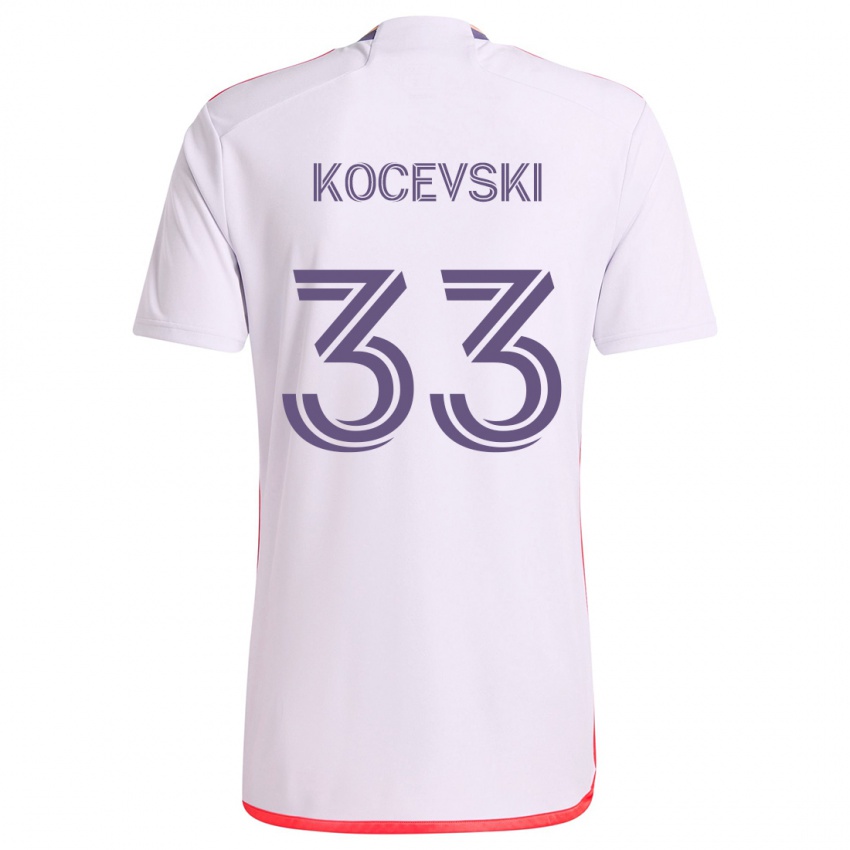 Hombre Camiseta Jeorgio Kocevski #33 Blanco Rojo Púrpura 2ª Equipación 2024/25 La Camisa Perú