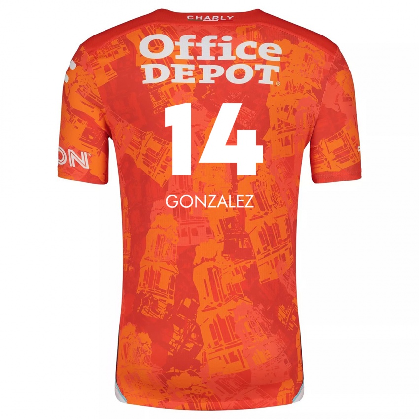 Hombre Camiseta Arturo Gonzalez #14 Naranja Blanco 2ª Equipación 2024/25 La Camisa Perú